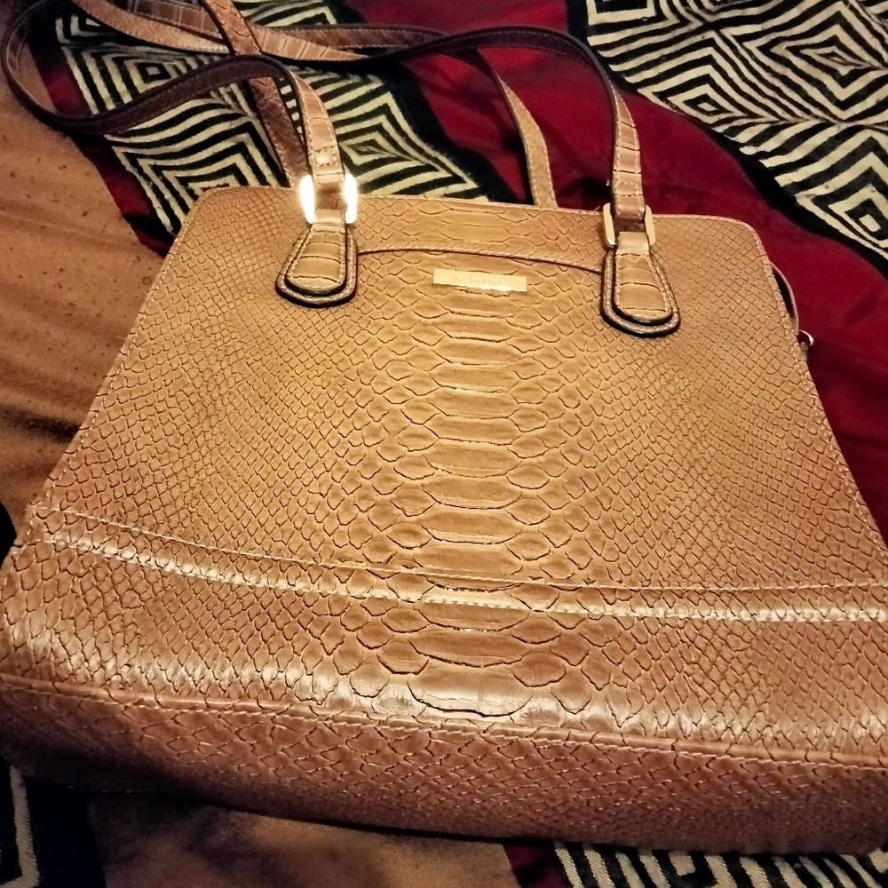Liz Claiborne Purse Brown Crocodile Style Vintage Old Money Sophisticated Church